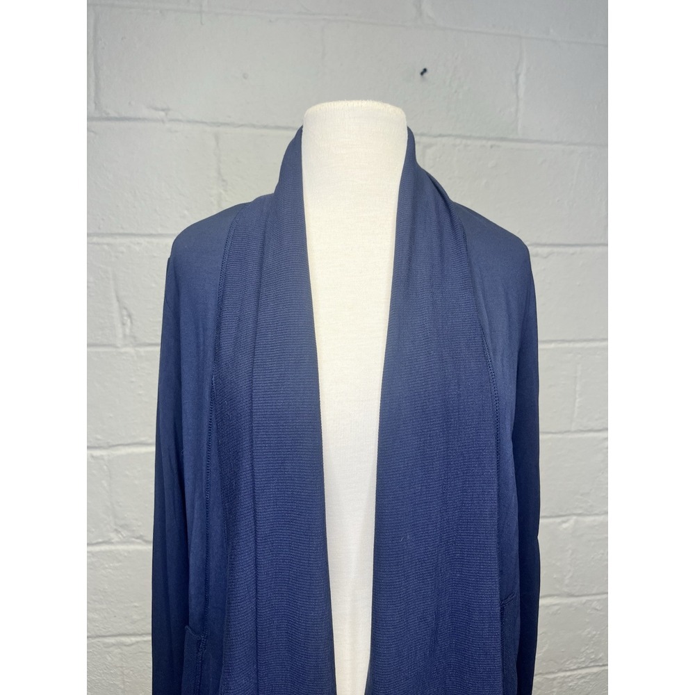 Quince Women's French Terry Modal Cardigan Navy Blue Medium Open Waterfall - Picture 4 of 11